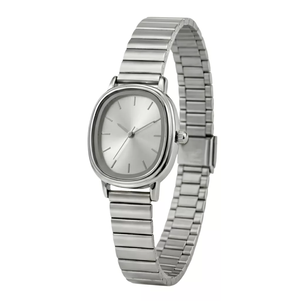 ساعت مچی عقربه‌ای کوارتز زنانه مدل کلاسیک مینیمال بند طرح کرکره ای کد ۲