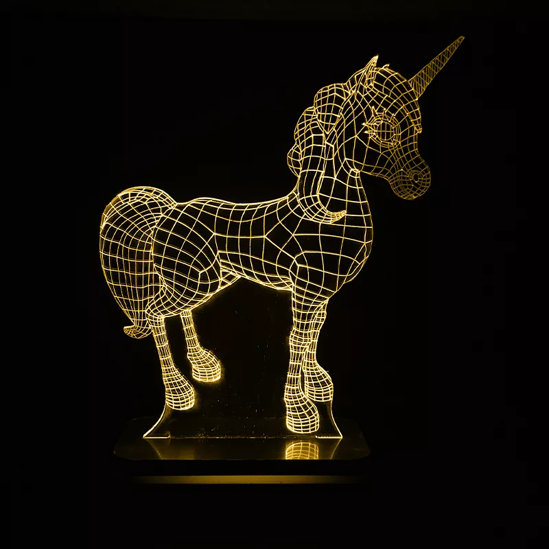 چراغ خواب اتاق کودک طرح کارتون اسب تک شاخ مدل کلید دار