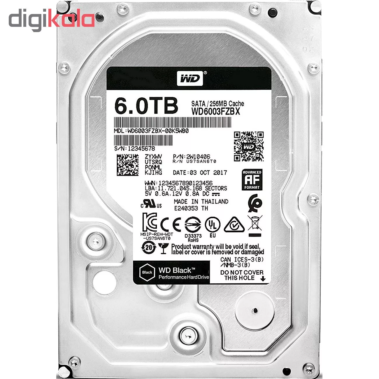 هارددیسک اینترنال وسترن دیجیتال مدل Black WD6003FZBX ظرفیت 6 ترابایت