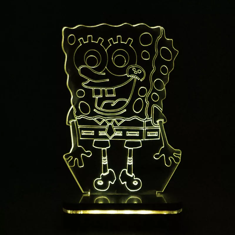 چراغ خواب اتاق کودک سان لیزر طرح کارتون باب اسفنجی مدل تک رنگ کد SUN02