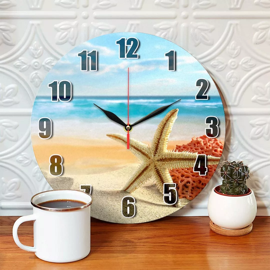 ساعت دیواری طرح ساحل و ستاره دریایی کد 1296