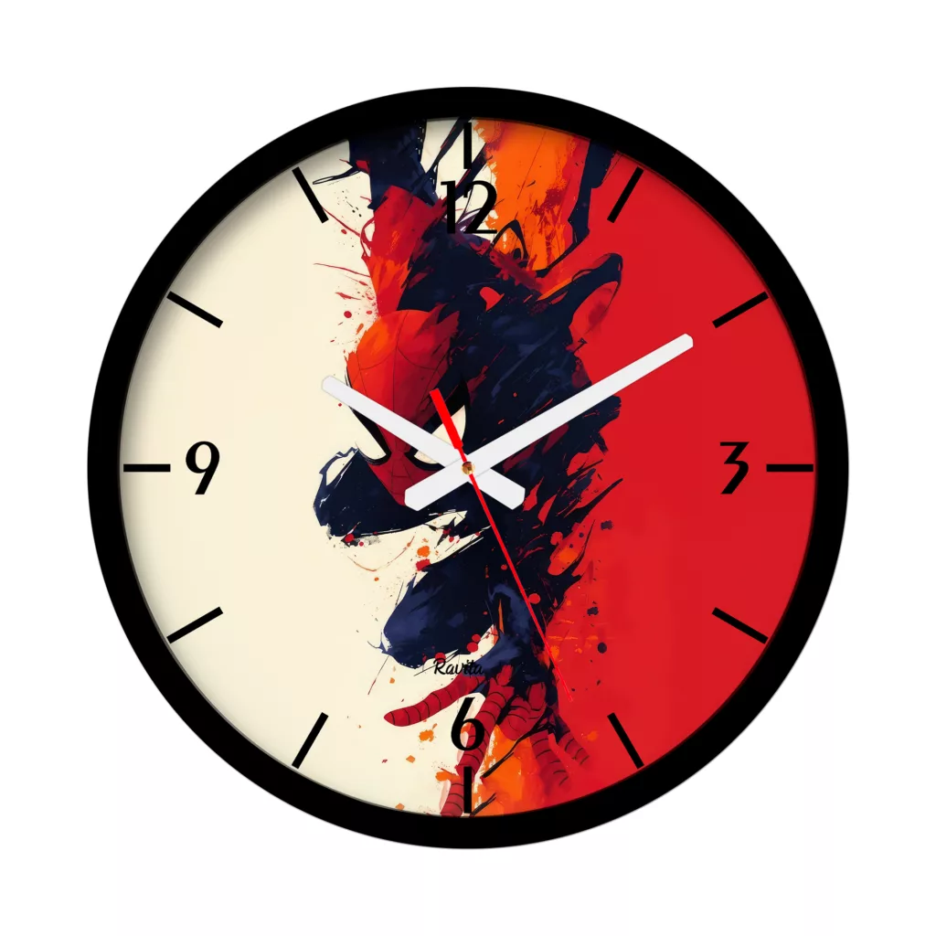 ساعت دیواری کوارتز راویتا مدل مرد عنکبوتی کد 3589