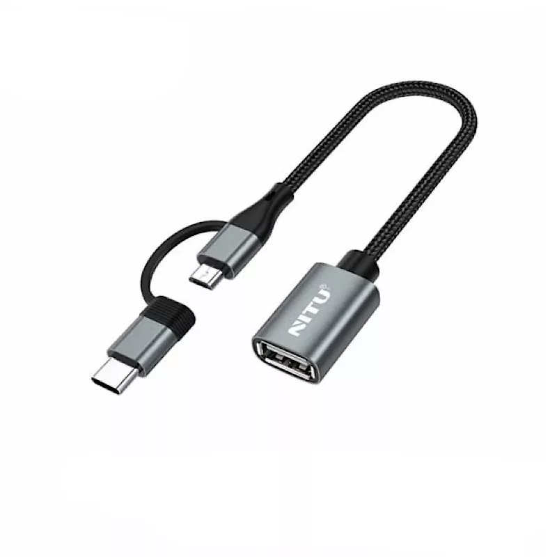کابل تبدیل USB به  USB -C / microUSB نیتو مدل NT-CN21 طول 0.24 متر