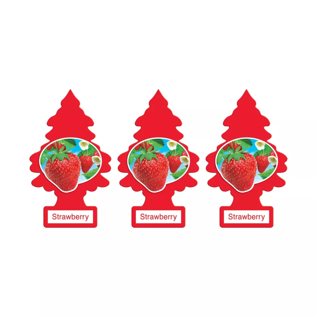 خوشبوکننده خودرو لیتل تریس مدل Trees رایحه Strawberry بسته 3 عددی