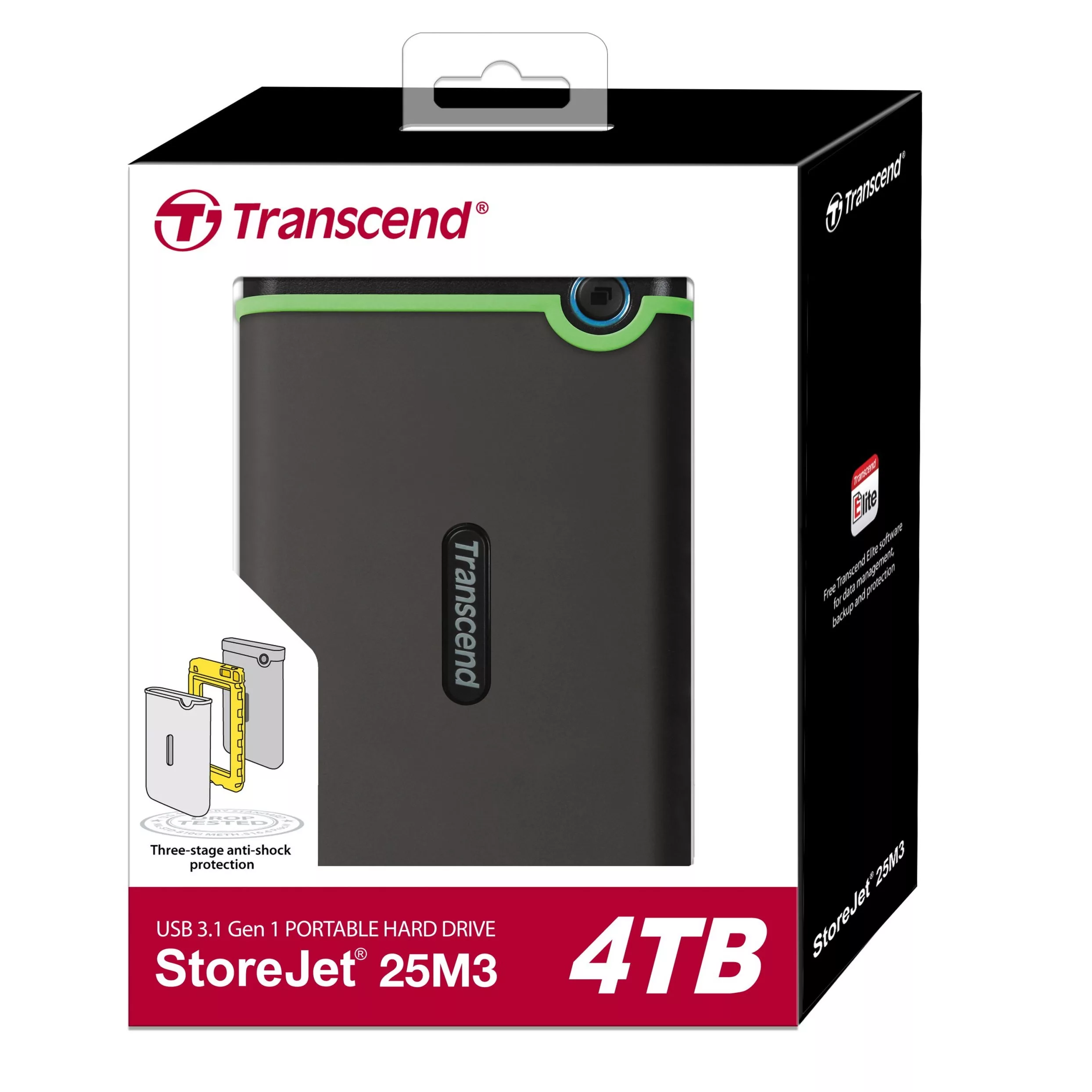 هارد اکسترنال ترنسند مدل StoreJet 25M3 ظرفیت 4 ترابایت ظرفیت چهار ترابایت دارای رابط USB Type-A 2.0