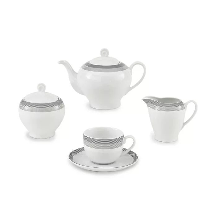 سرویس غذاخوری 102 پارچه چینی زرین ایران سری ایتالیا اف مدل سیلورلاینر درجه یک