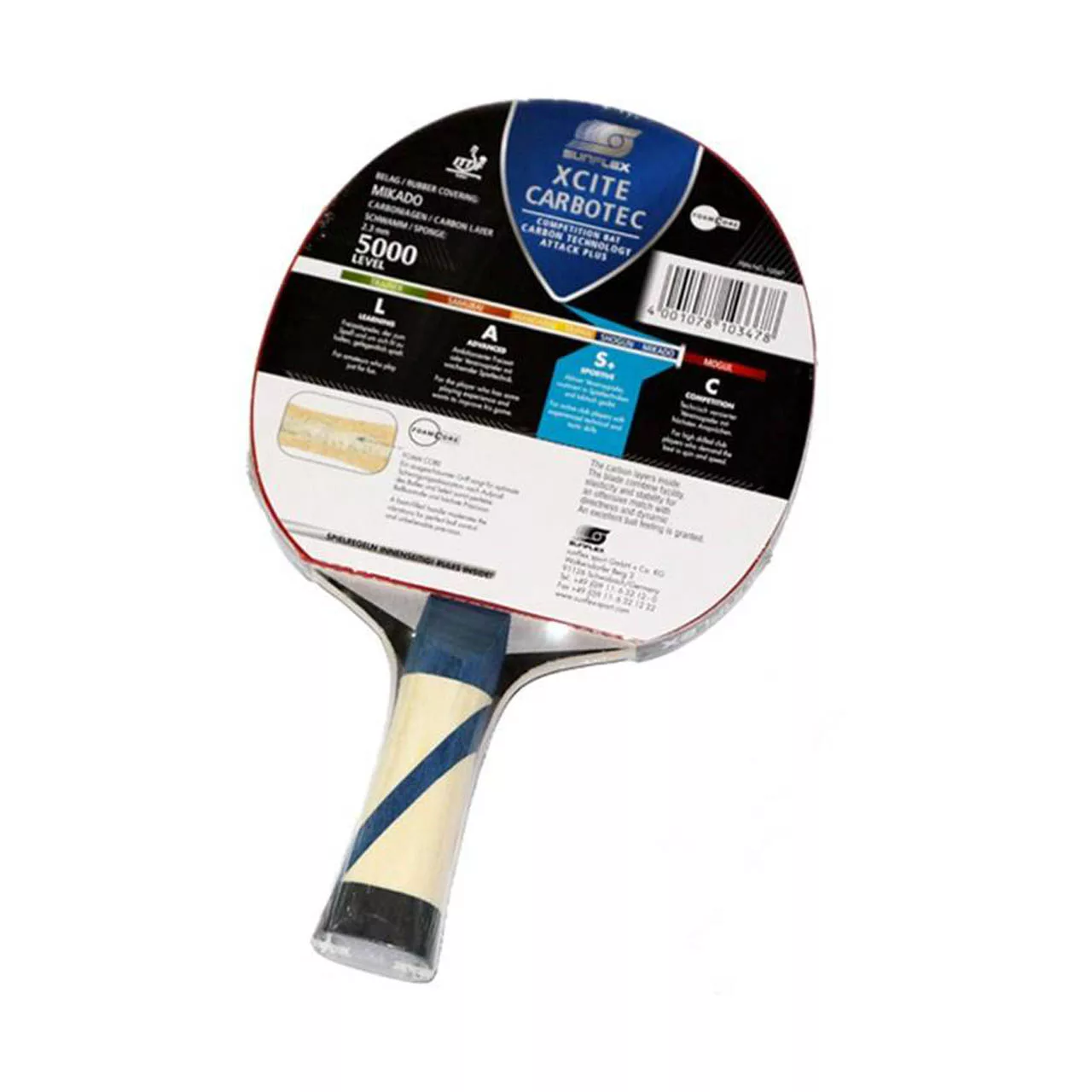 راکت پینگ پنگ سان فلکس مدل XCITE CARBOTEC- LEVEL 5000