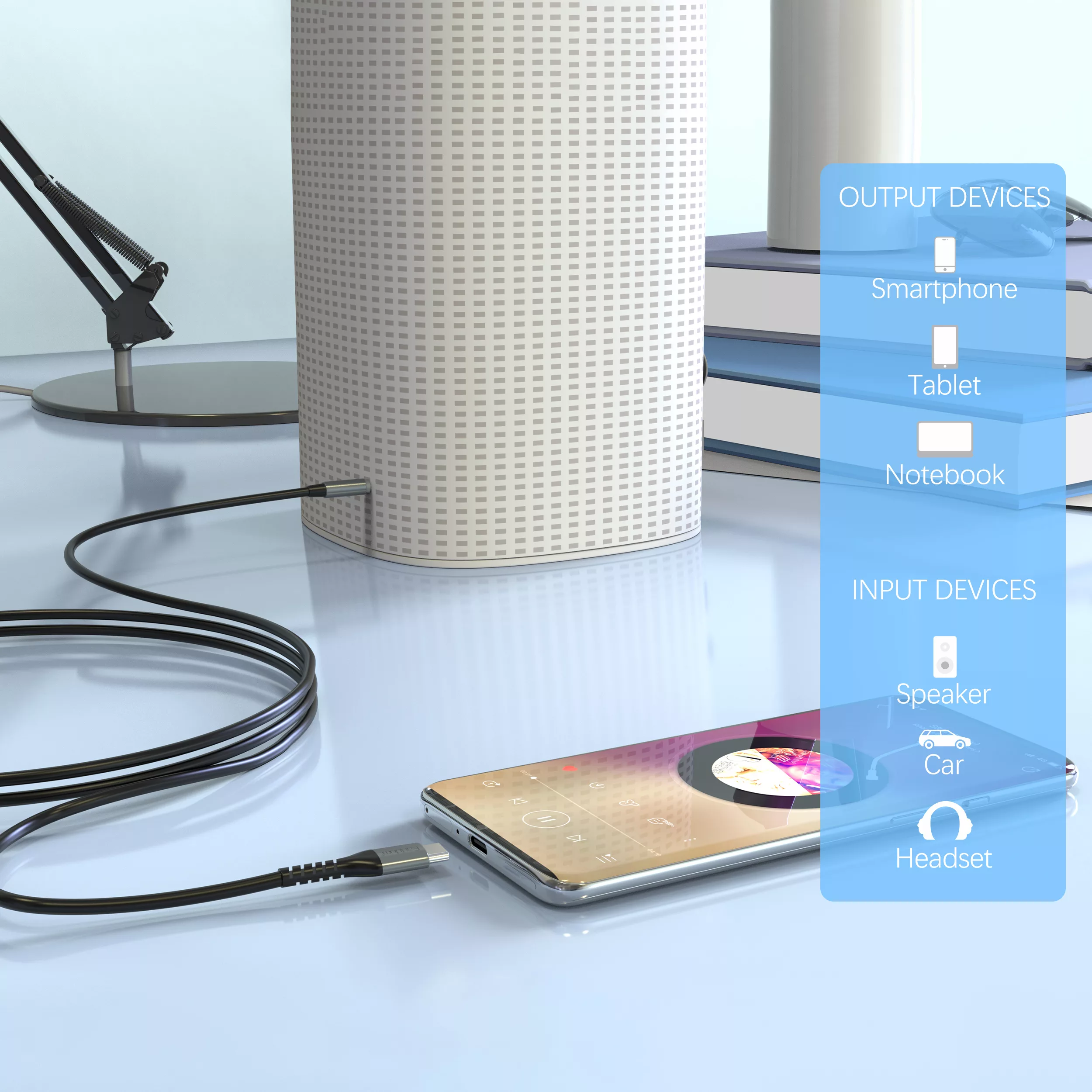 کابل تبدیل AUX به USB-C ارلدام مدل AUX73 طول 1 متر