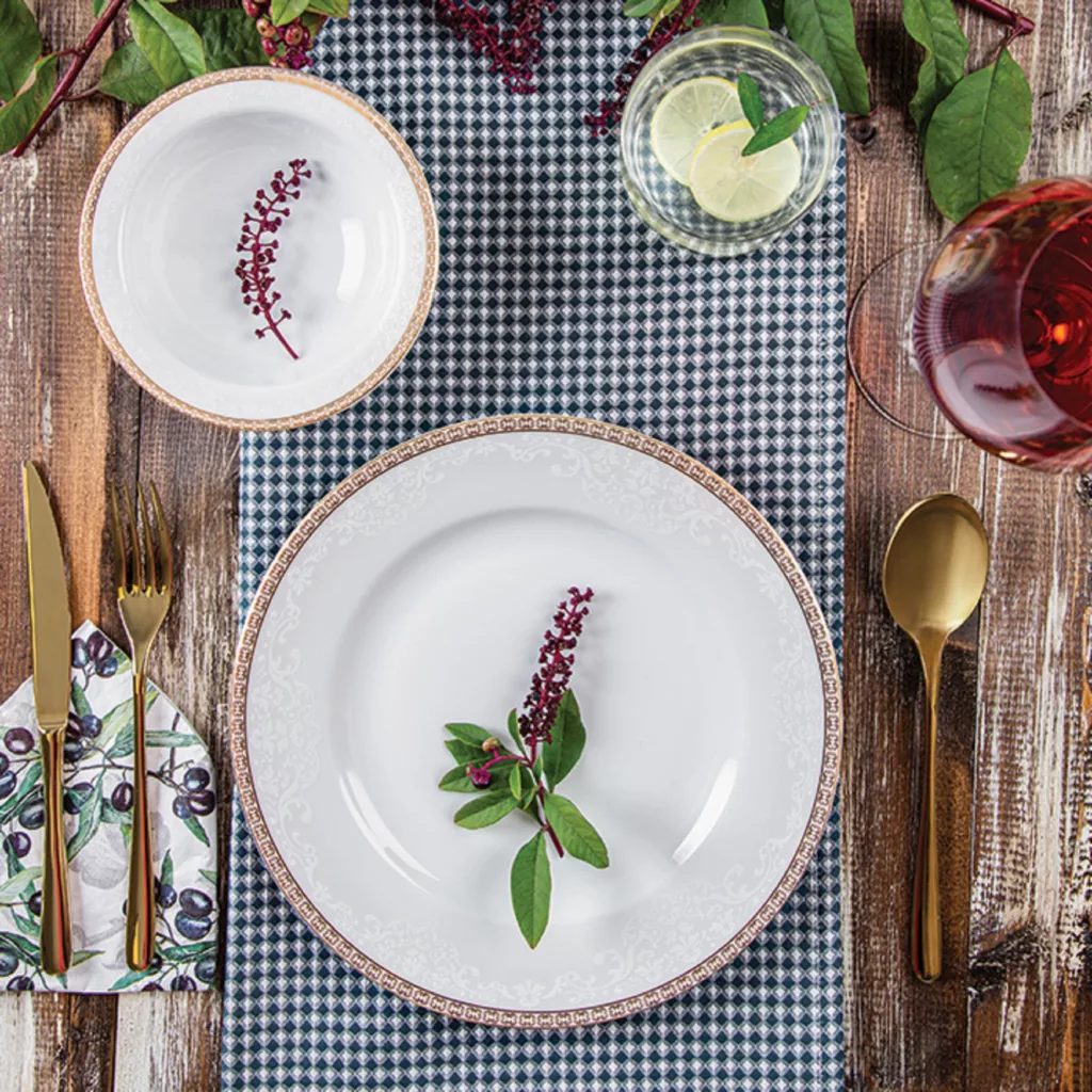 سرویس غذاخوری 28 پارچه چینی زرین ایران مدل ایتالیا اف ریوا درجه 3