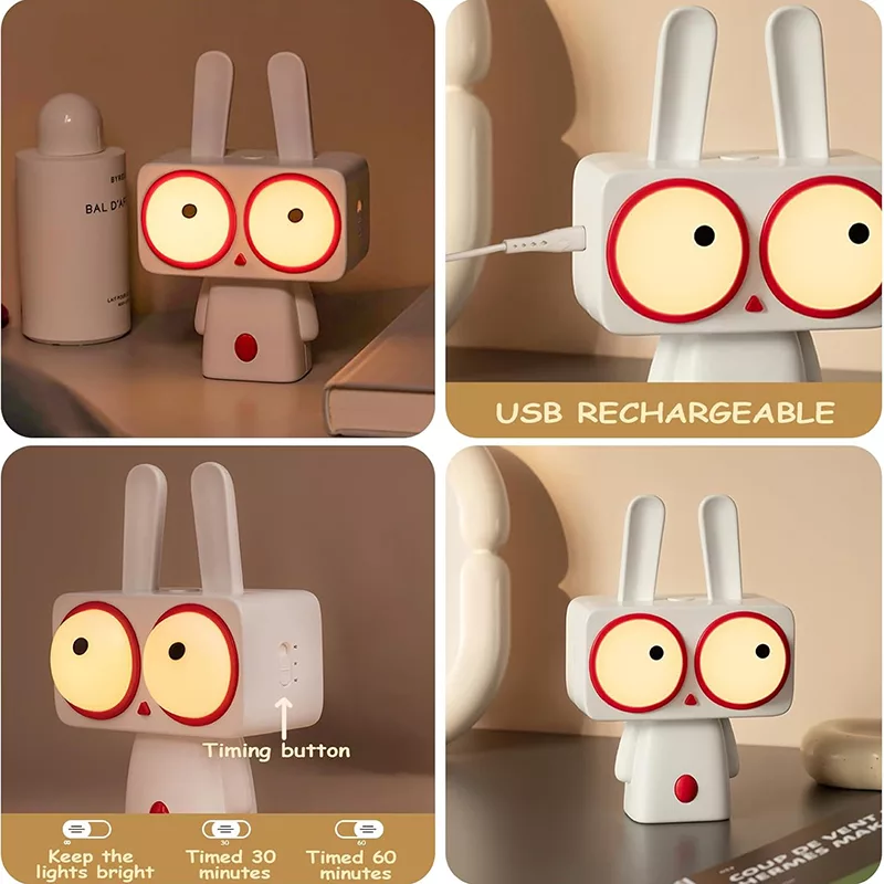 چراغ خواب کودک طرح خرگوش چشم باز کد L51