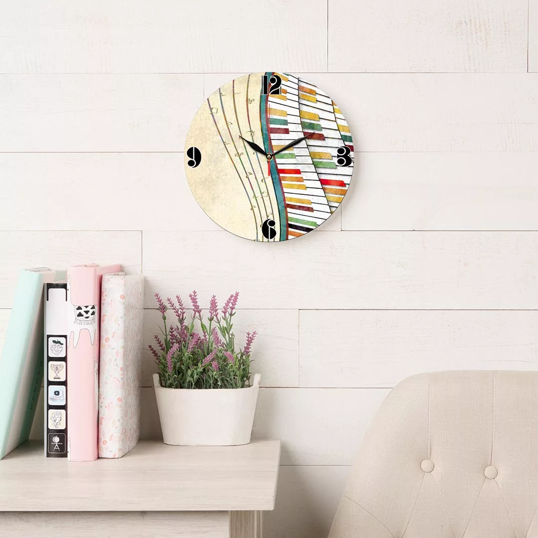 ساعت دیواری طرح پیانو و نت موسیقی کد 1369