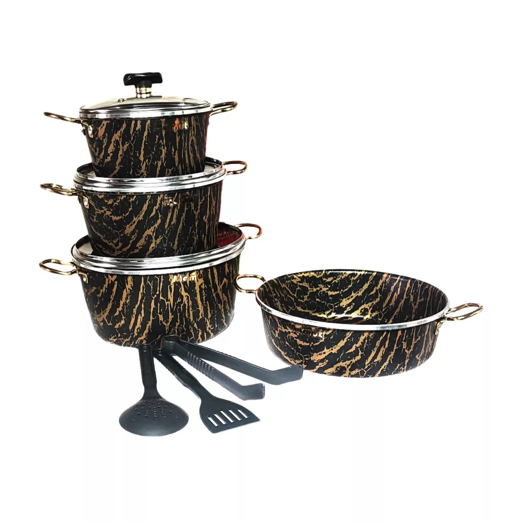 سرویس قابلمه و تابه گرانیتی 12 پارچه ماموت مدل سنگی