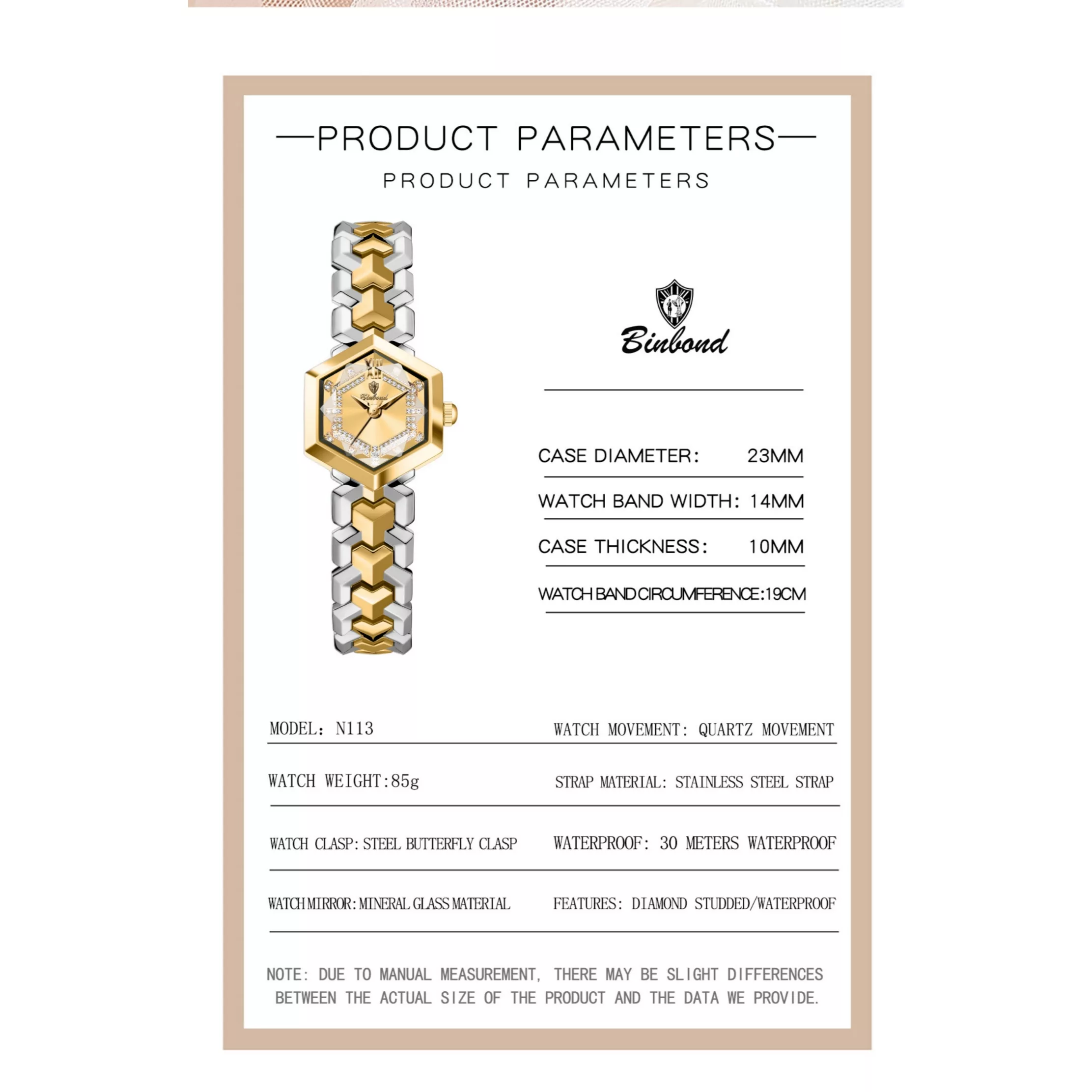 ساعت مچی عقربهای کوارتز زنانه بین باند مدل لوکس بند استیل صفحه نگین دار بند دستبندی کد B2