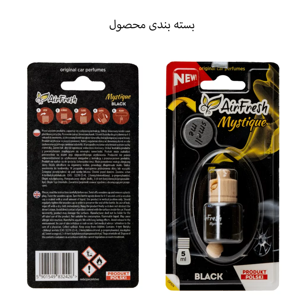 خوشبو کننده خودرو ایرفرش مدل Mystique رایحه Black حجم 5 میلی لیتر