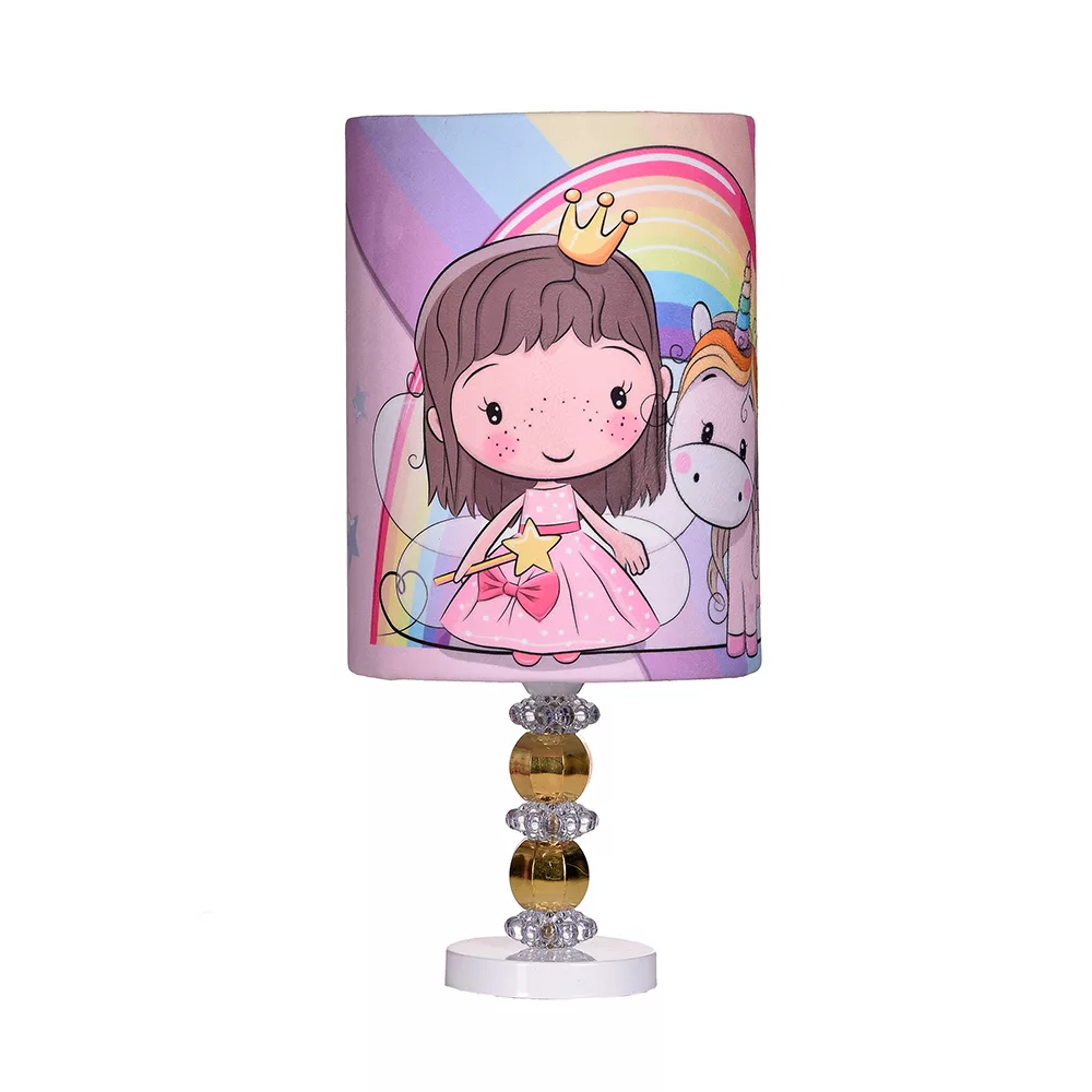 لوستر کودک مدل دختر و یونیکورن اسب تک شاخ به همراه آباژور