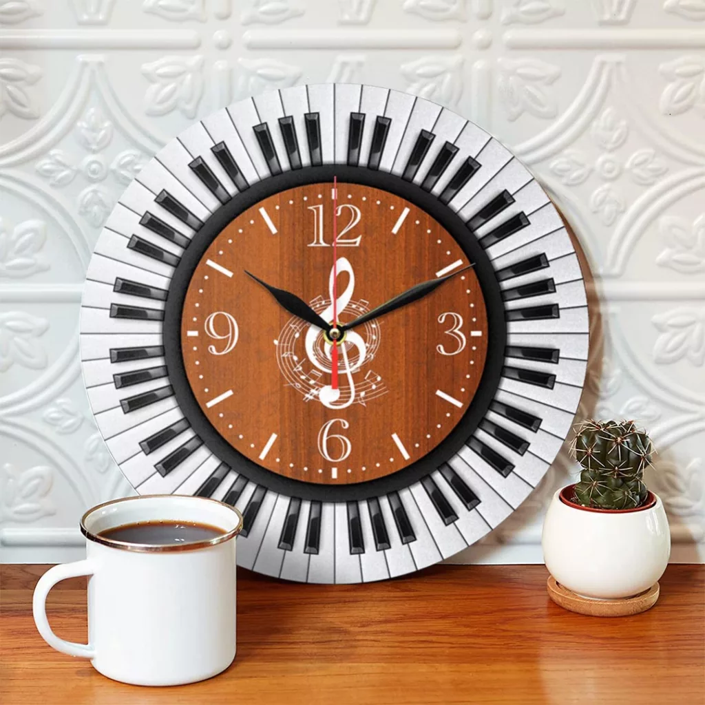 ساعت دیواری طرح پیانو و نت موسیقی کد 1185B