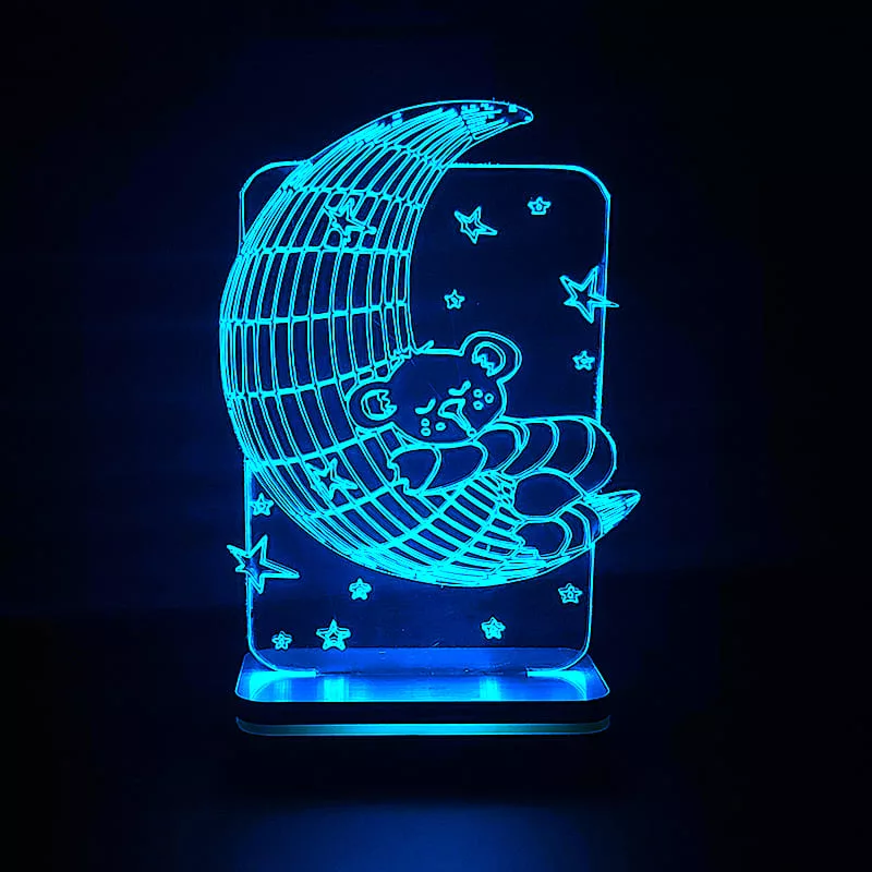 چراغ خواب اتاق کودک طرح ماه و خرس مدل کلید دار 1091