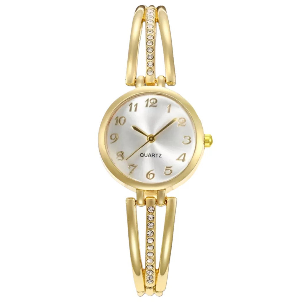 ساعت مچی عقربه‌ای کوارتز زنانه مدل لوکس بند دستبندی کد ۱