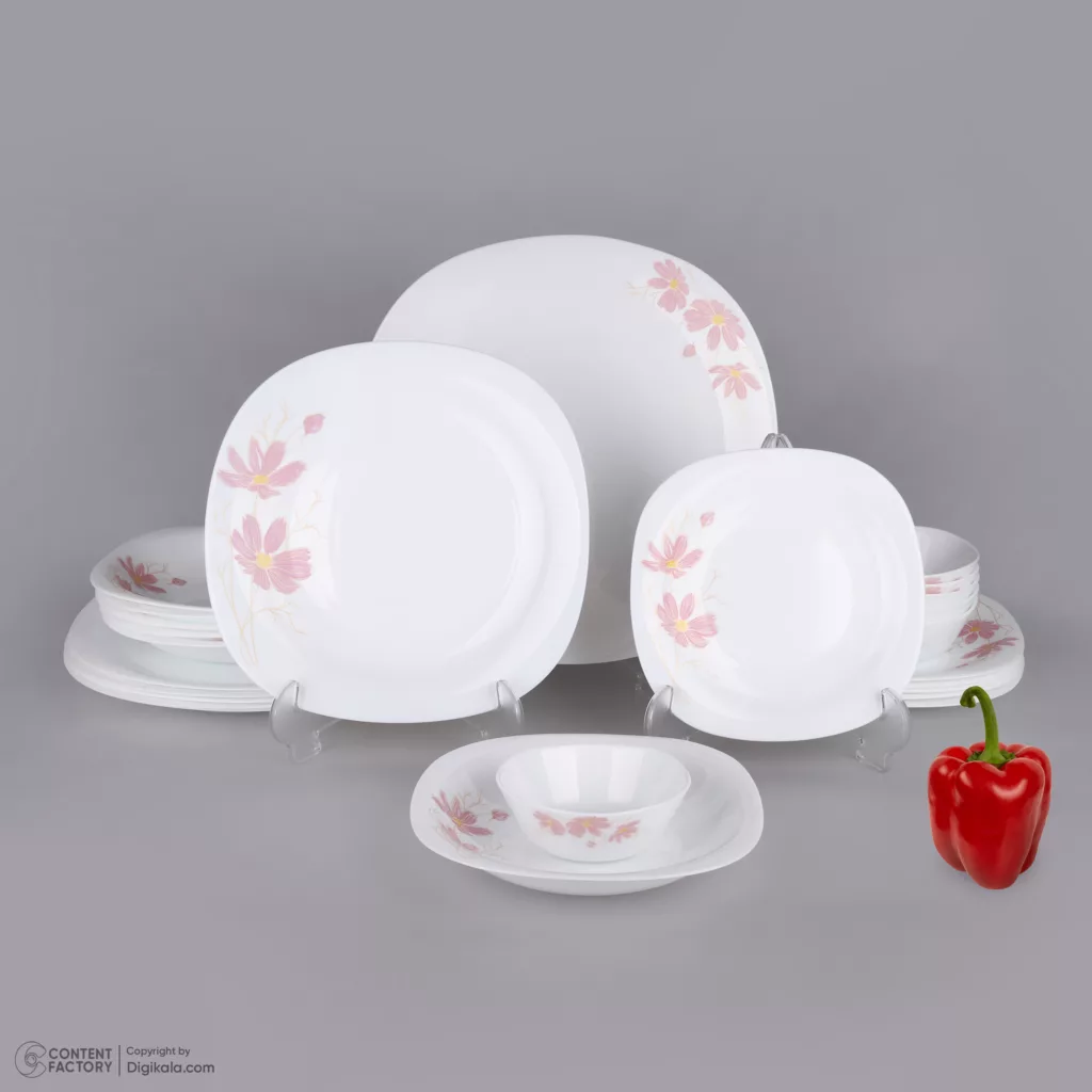سرویس غذاخوری گلدن اوپال 25 پارچه مدل شقایق کد Carine