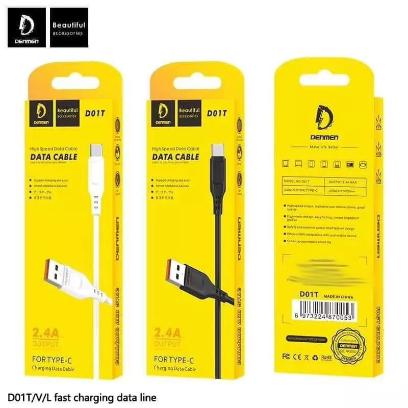 کابل تبدیل USB به USB-C دنمن مدل D01T - A52 مجموعه 10 عددی