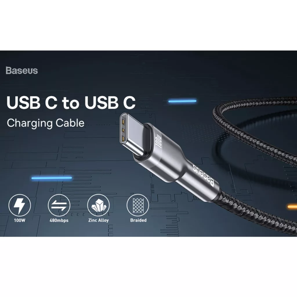 کابل تبدیل USB-C باسئوس مدل Cafule Series Metal Data Cable (100W) طول 1 متر