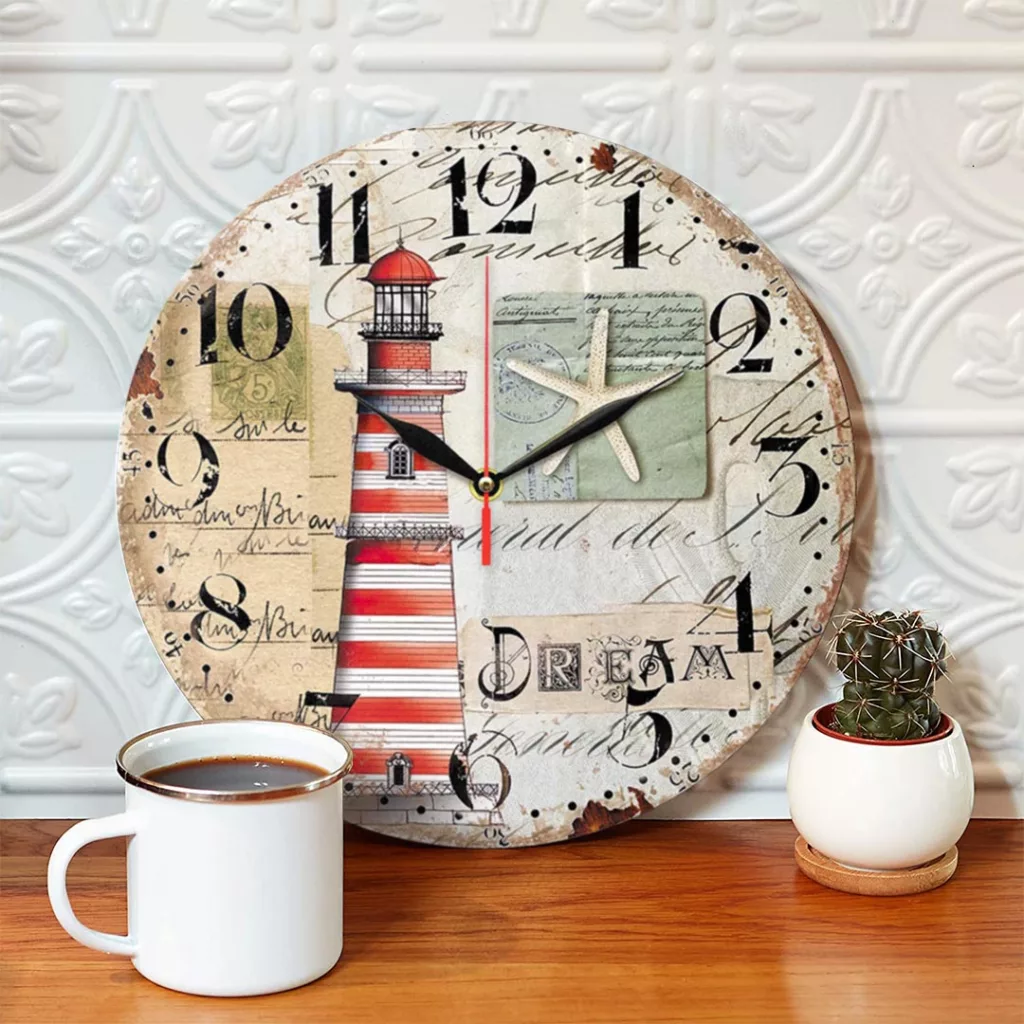 ساعت دیواری طرح ستاره و فانوس دریایی کد 1241