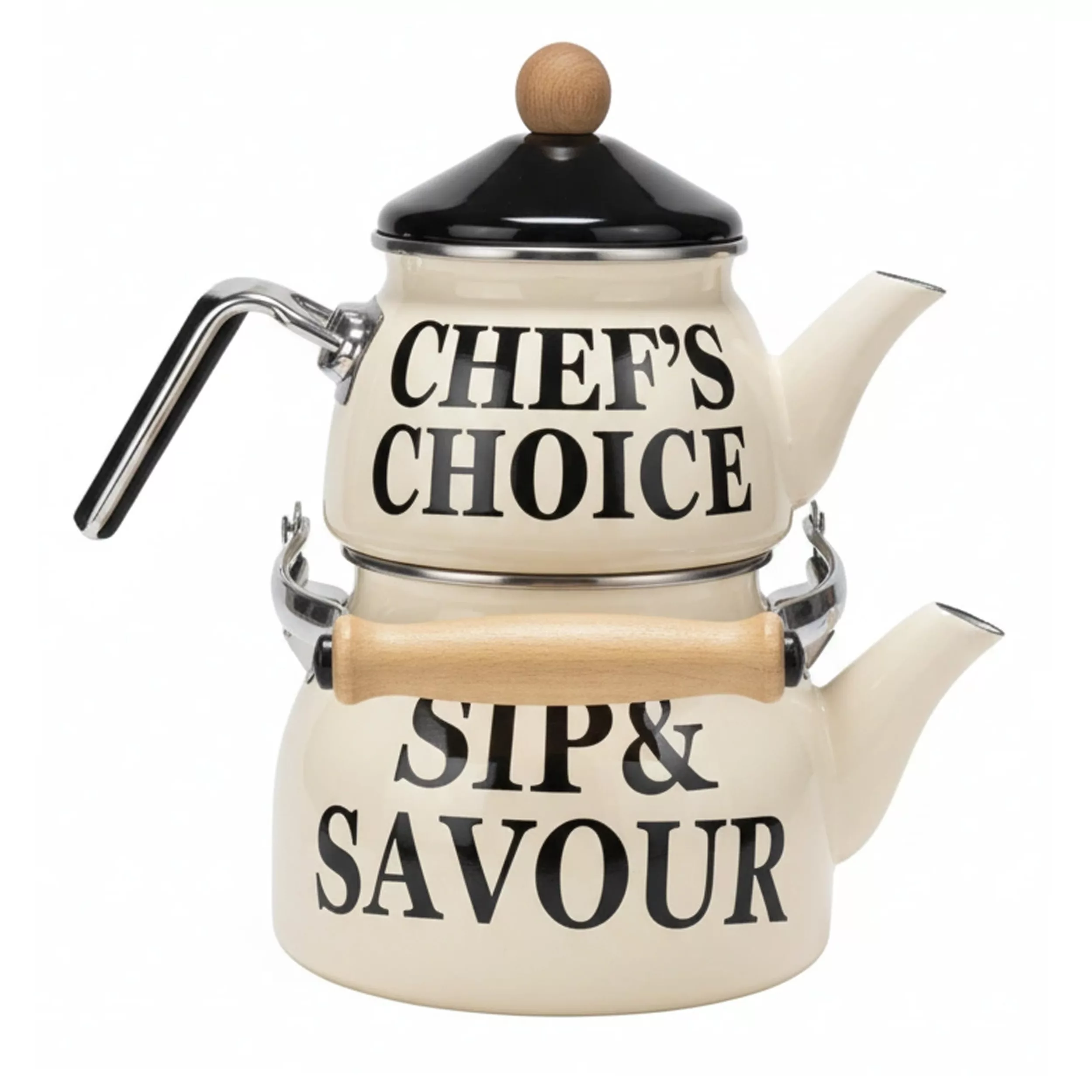 ست کتری و قوری شاهین مدل CHEF گنجایش کتری 2.1 لیتر و گنجایش قوری 1.1 لیتر