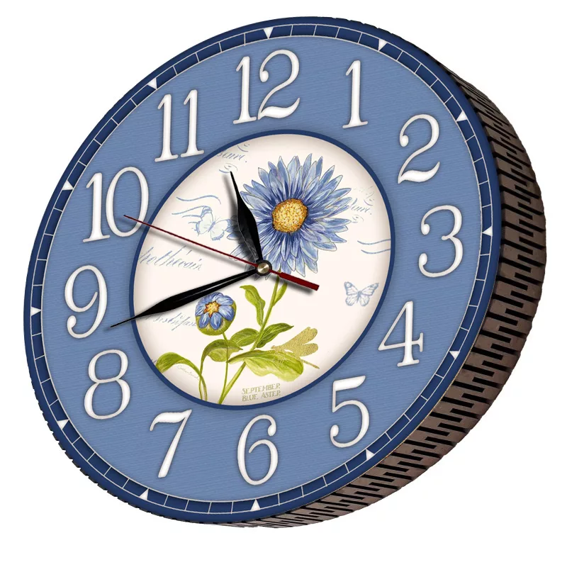 ساعت دیواری مدل گل آبی