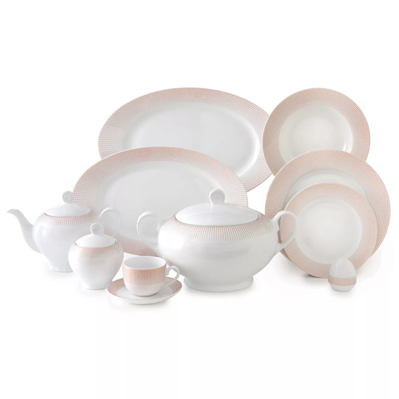 سرویس غذاخوری 102 پارچه چینی زرین ایران سری ایتالیا اف مدل مریدین درجه عالی