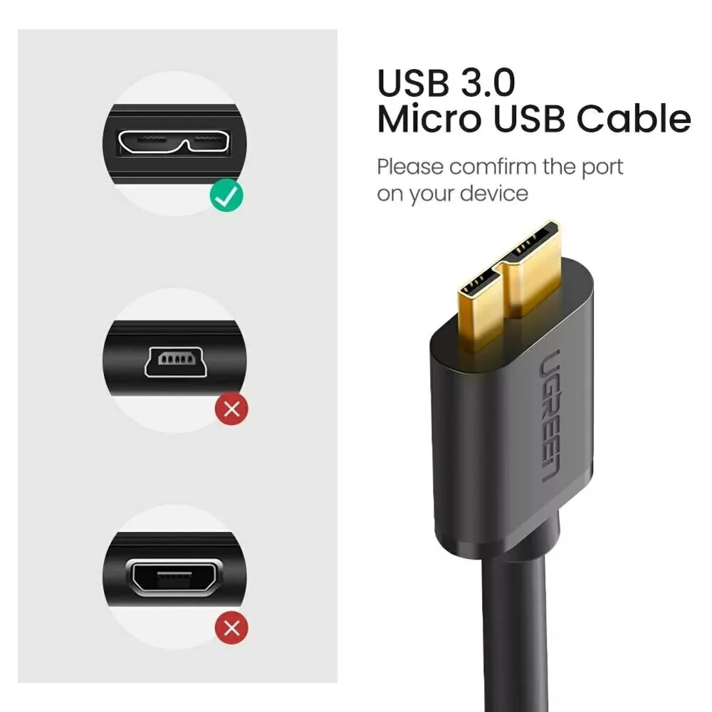 کابل تبدیل USB 3.0 به MicroUSB یوگرین مدل US130-10843 طول 2 متر