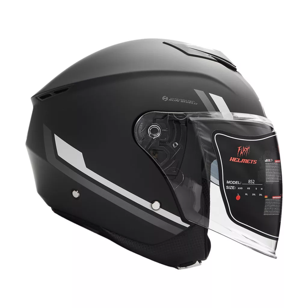 کلاه کاسکت بدون فک فلش مدل 852 matt black-gray 35#