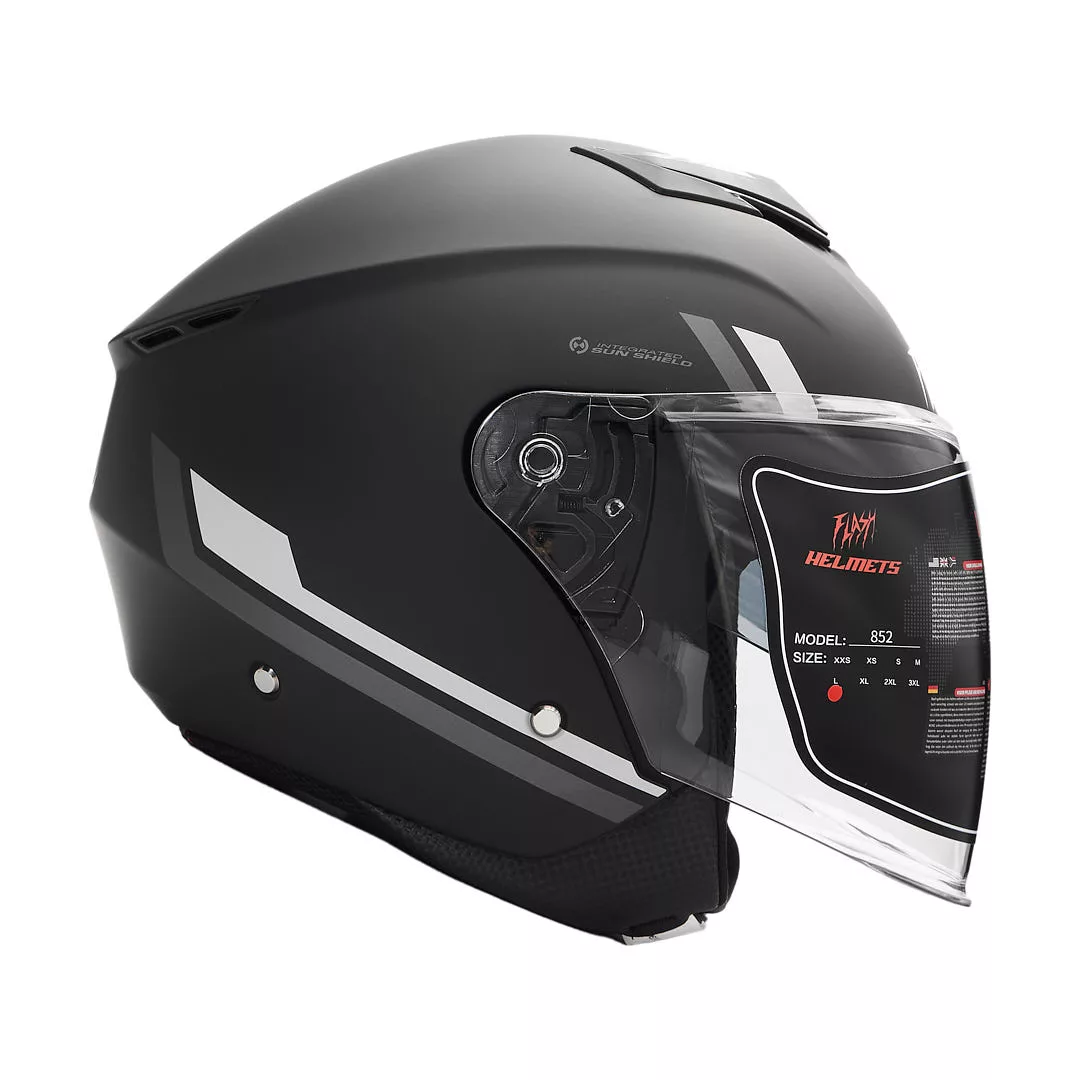 کلاه کاسکت بدون فک فلش مدل 852 matt black-gray 35#