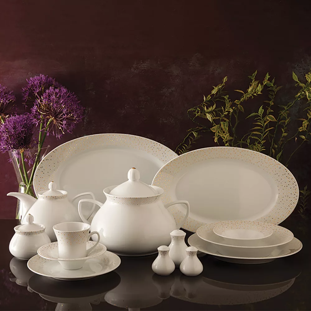 سرویس غذاخوری 108 پارچه 12 نفر چینی زرین ایران مدل Zhanti 01