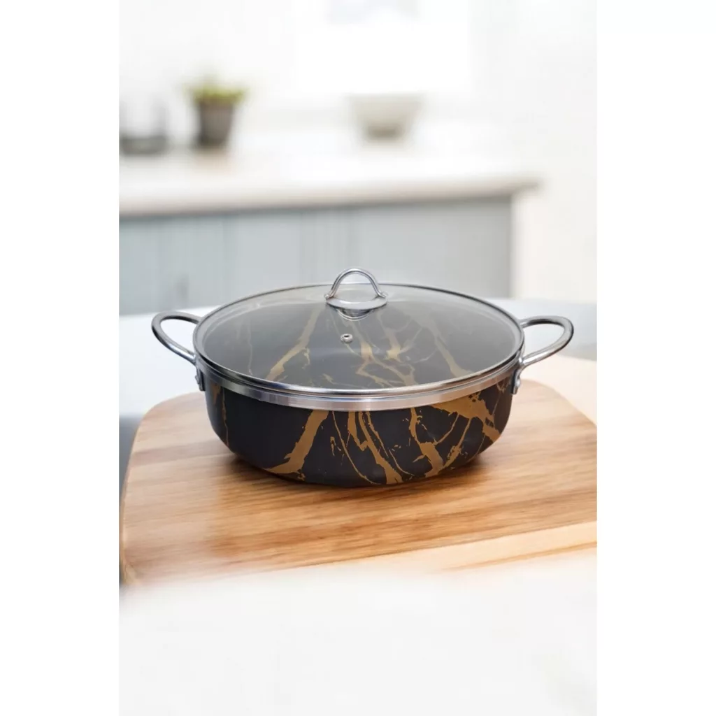 سرویس قابلمه و تابه گرانیتی 7 پارچه رز کالا مدل فلورا