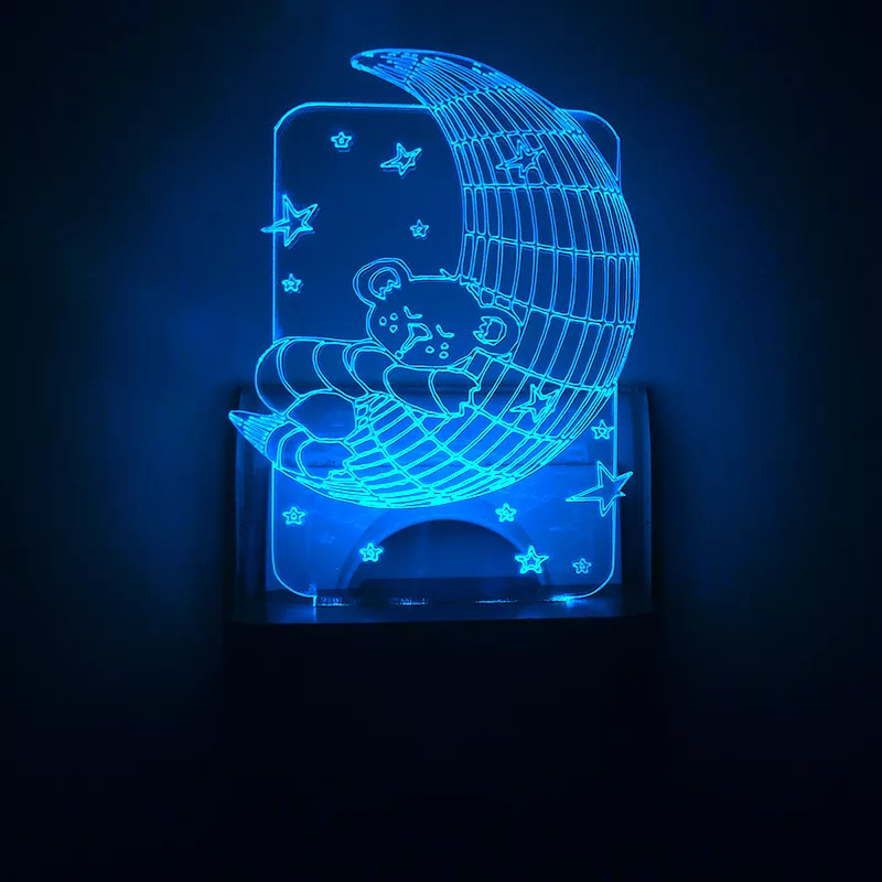 چراغ خواب اتاق کودک طرح ماه و خرس مدل دیواری