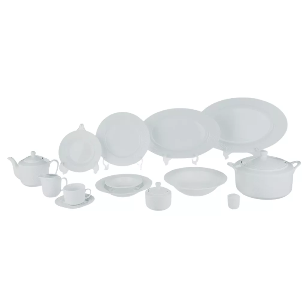 سرویس غذاخوری 102 پارچه 12 نفره چینی زرین ایران مدل رادیانس سفید درجه عالی