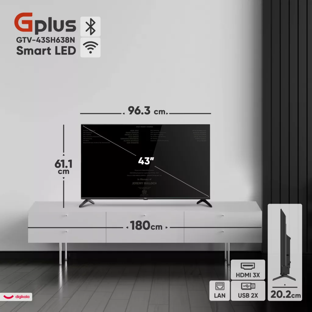 تلویزیون 43 اینچ ال ای دی هوشمند جی پلاس مدل GTV-43SH638N