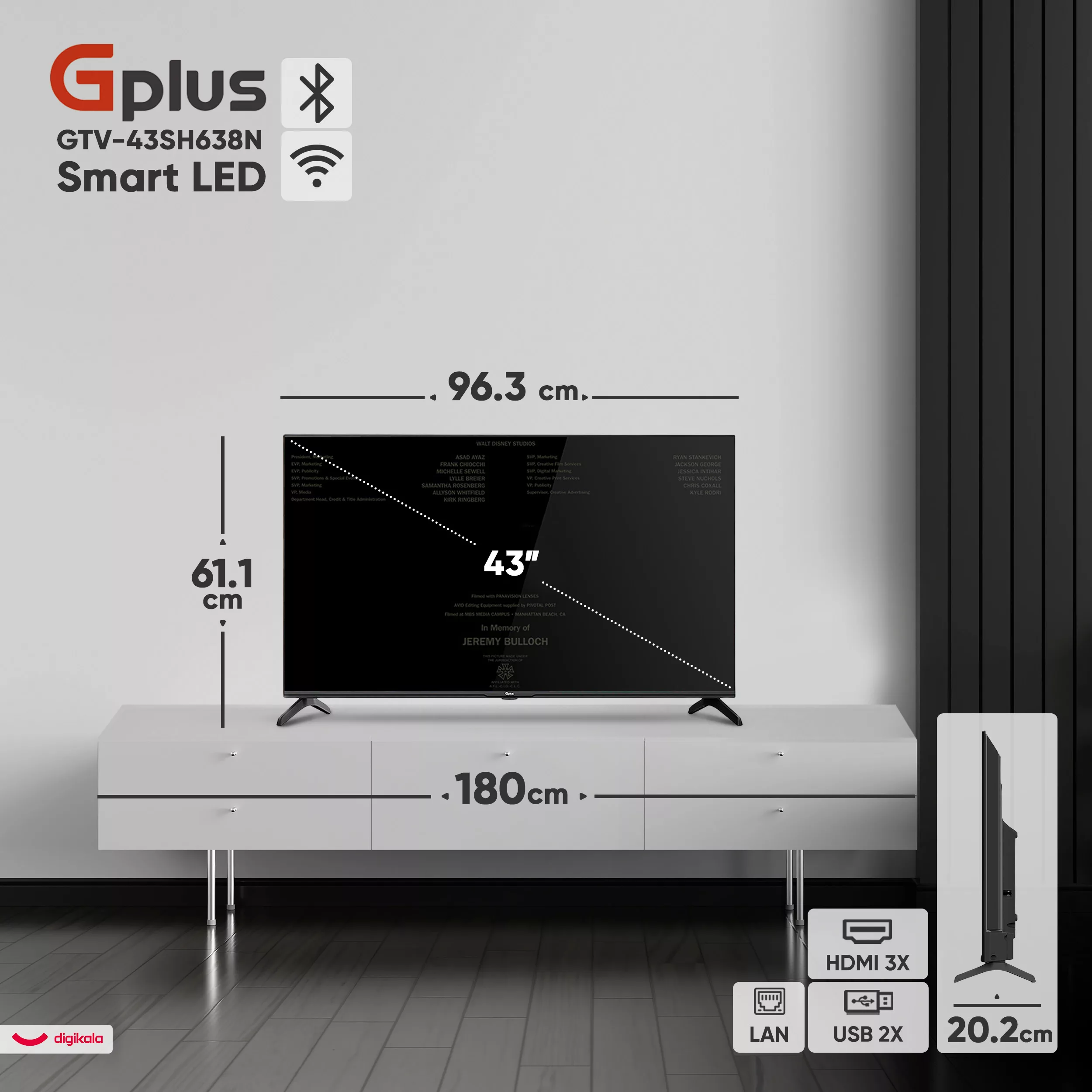 تلویزیون 43 اینچ ال ای دی هوشمند جی پلاس مدل GTV-43SH638N