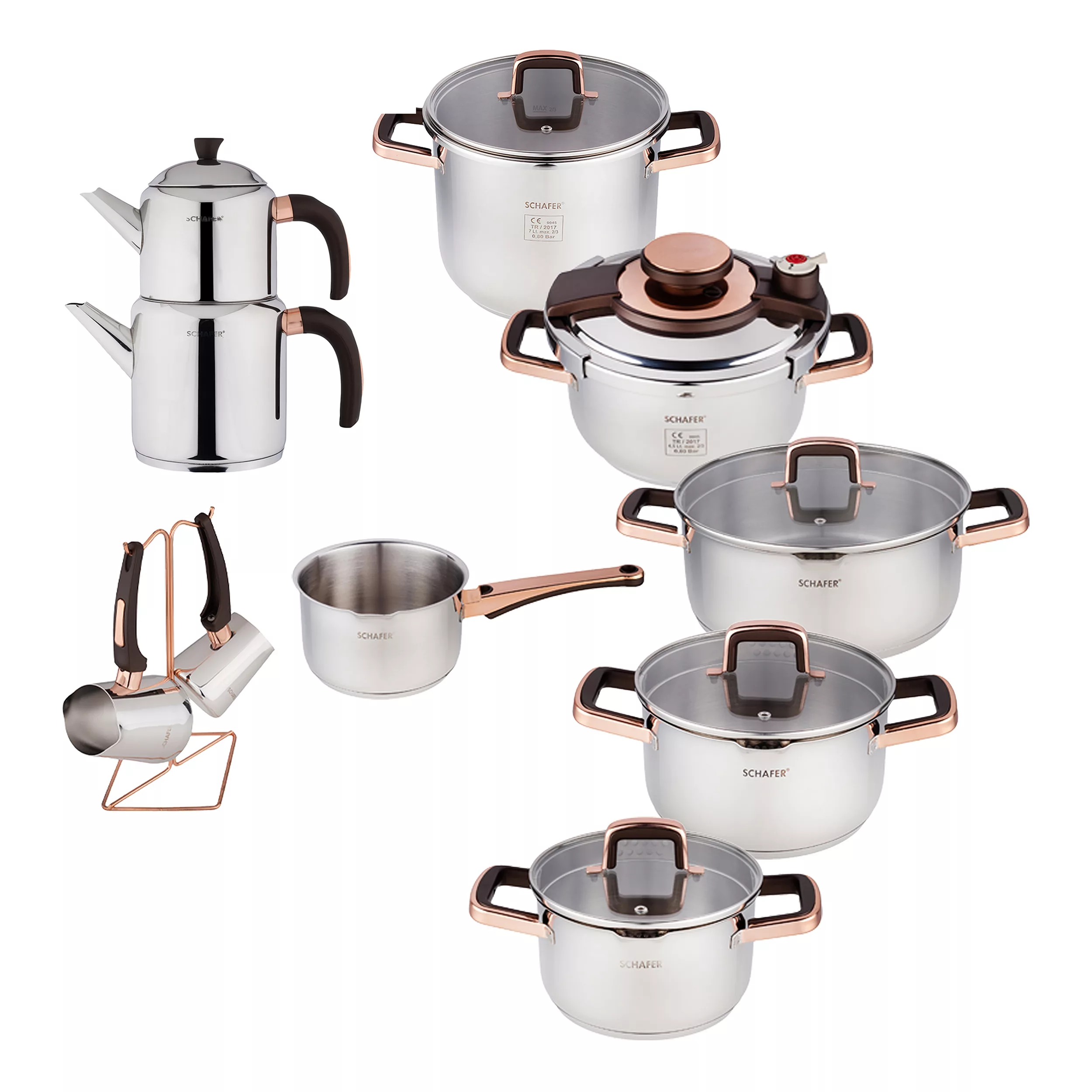 سرویس پخت و پز 18 پارچه شفر مدل compact bronz