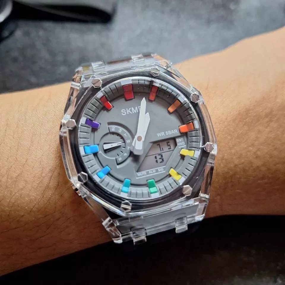 ساعت مچی عقربه ای اسکمی مدل دو زمانه بند پیو کرنوگراف کد 2100