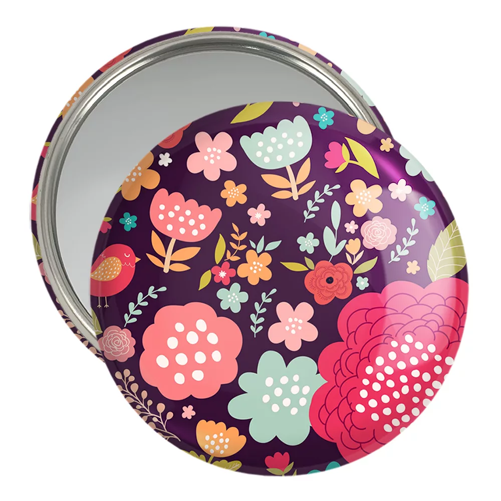 آینه جیبی خندالو مدل گل گلی کد 29059