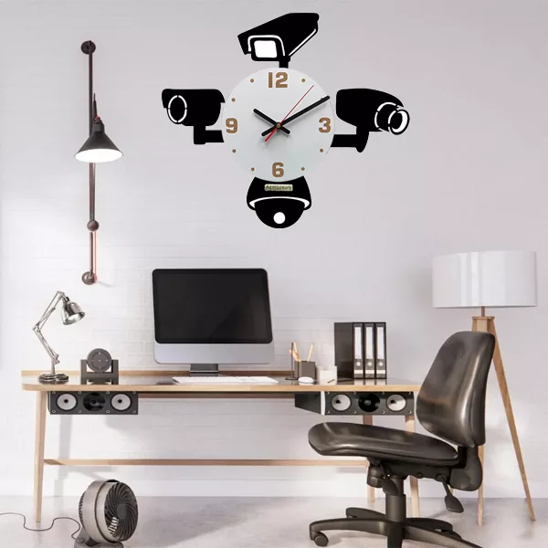 ساعت دیواری آذرلاکچری مدل دوربین مداربسته کد Sec01