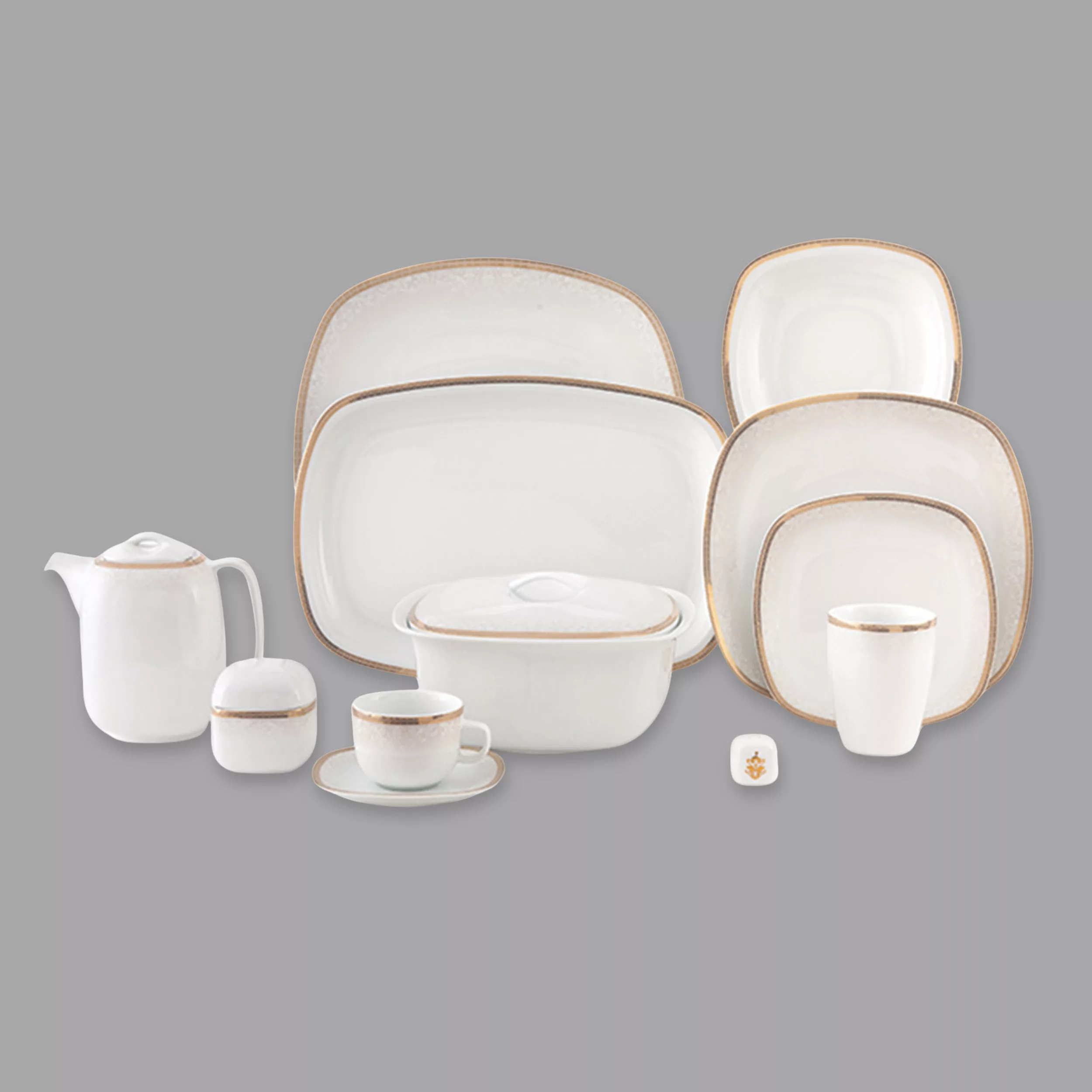 سرویس غذاخوری 98 پارچه 12 نفر چینی زرین ایران مدل ریوا سری کواترو درجه عالی