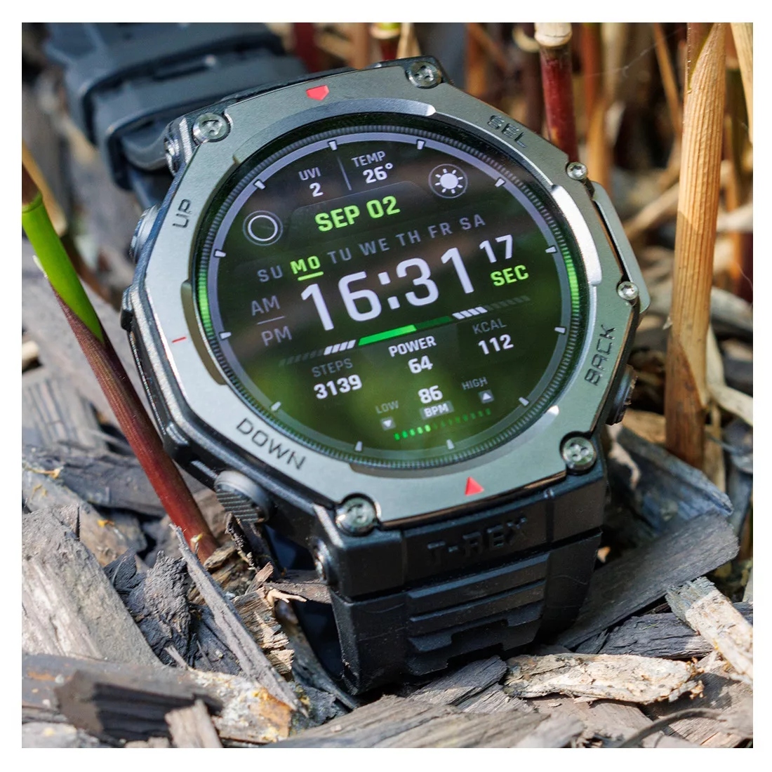 ساعت هوشمند امیزفیت مدل KDY TREX LOPENAL WATCH 3  دارای قابلیت های صفحه نمایش رنگی، صفحه نمایش لمسی، پشتیبانی از زبان فارسی در منو و سیستم‌عامل، قابلیت تغییر طرح ساعت یا تم بند سیلیکون