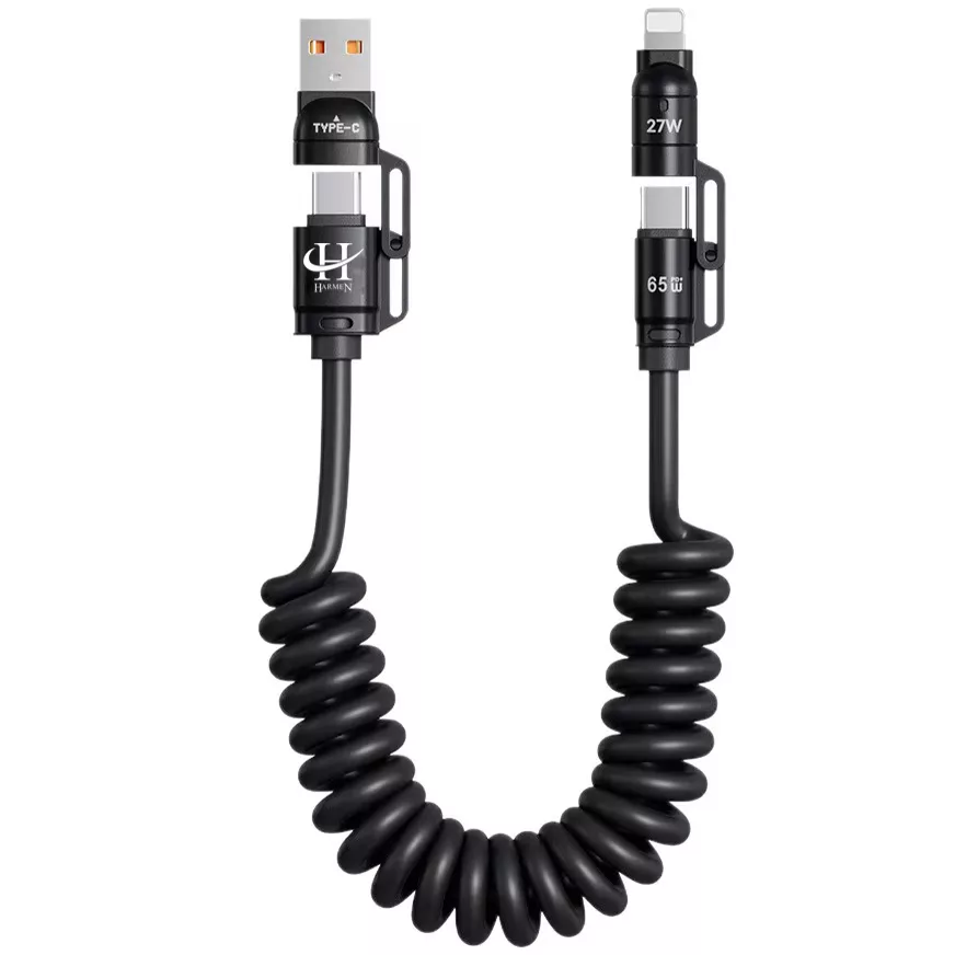 کابل تبدیل USB/USB-C به لایتنینگ/USB-C هارمن مدل SUPERFAST65W 4IN1 طول 1.5 متر