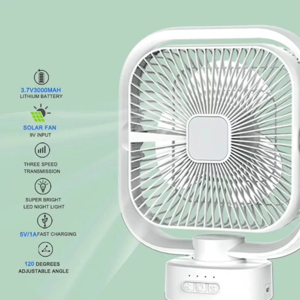 پنکه شارژي مدل GF21122 ظرفیت 3000 میلی آمپر ساعت