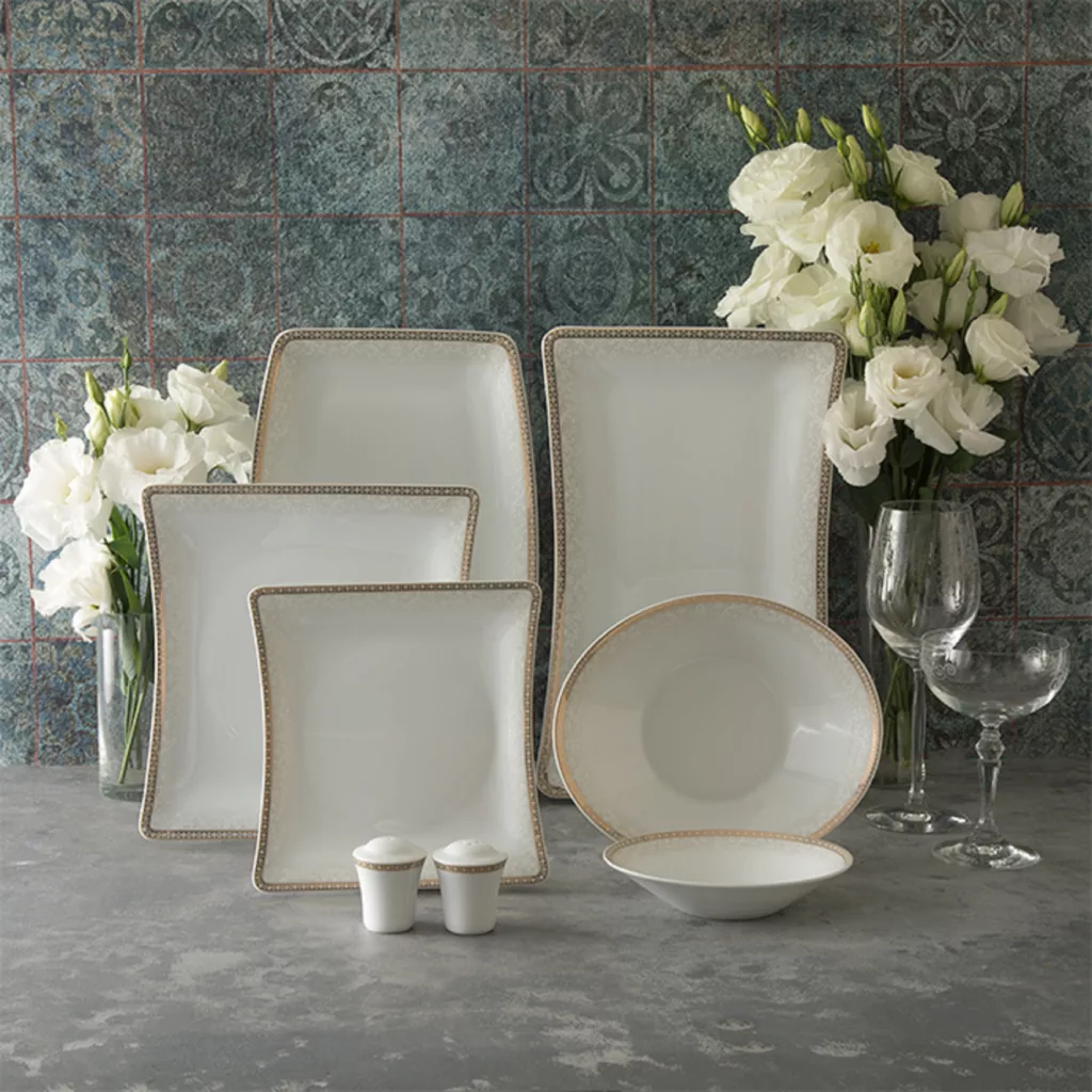 سرویس غذاخوری 30 پارچه چینی زرین ایران سری وینچی مدل ریوا درجه عالی
