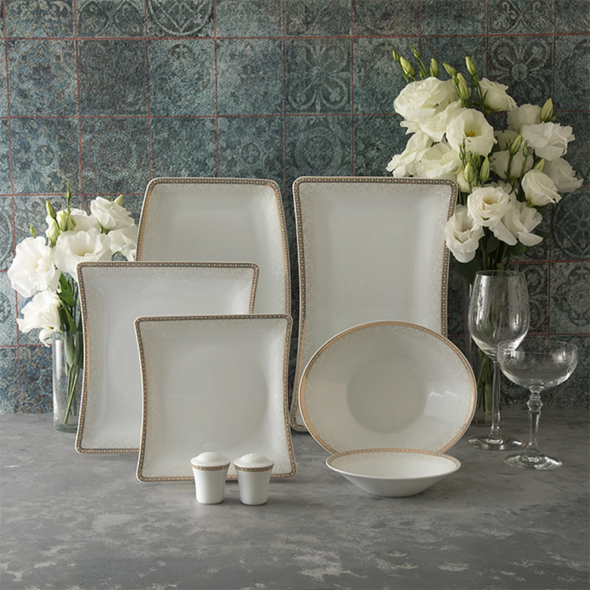 سرویس غذاخوری 30 پارچه چینی زرین ایران سری وینچی مدل ریوا درجه عالی