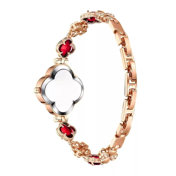 ساعت مچی عقربه ای زنانه مدل دستبندی طرح یاقوتی