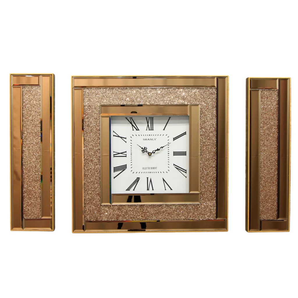 ساعت دیواری سانلی کد 1208 B به همراه تابلو آینه ای